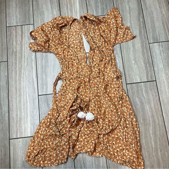 Faithfull the Brand Umbria Dress Vintage Bloom Peach Size 6 - Picture 4 of 6